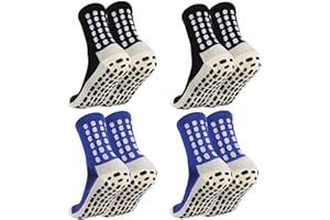 ZXOLDZX 4 Pairs Grip Soccer Socks for Men Women Cushioned Non Slip Football Basketball Athletic Sports Socks
