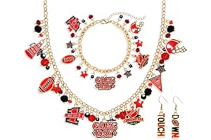 YAHPERN Teacher Necklace Earrings Bracelet for Women, Teacher Accessories, Cute Apple Pencil Book Charms Bracelet Choker Necklace Apple Earrings Teacher Appreciation Gifts Back To School Jewelry