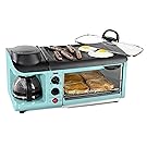 Nostalgia BSET300AQ Retro 3-in-1 Family Size Breakfast Station – Aqua Blue