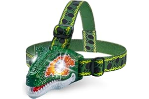 Ausemku Dinosaur Headlamp for Kids - Velociraptor LED Headlighs Kids Camping Gear, Dinosaur Toy Head Lamp Flashlight for Boys Girls, Ideal Gift for Birthday, Christmas, Halloween, New Year