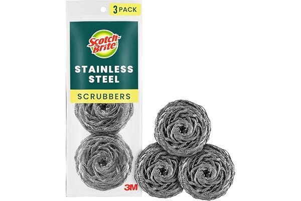 Scotch-Brite Stainless Steel Scouring Pad, 3-Pad