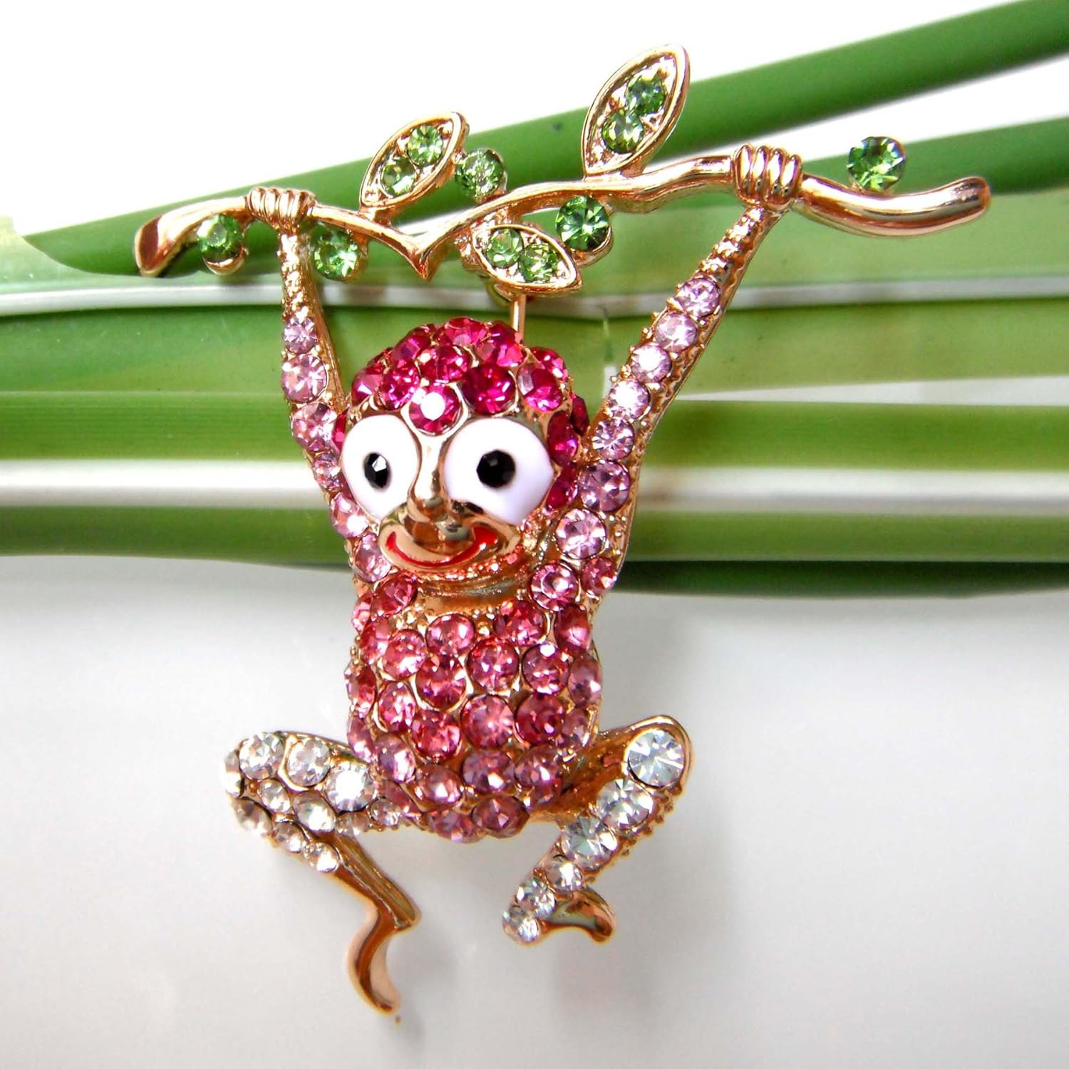 Navachi 18k Gold Plated Pink Crystal Monkey Az7306b Brooch Pins - Image 4