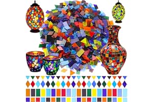UZLU 2400 Pcs Mosaic Tiles, Glass Mosaic Tiles for Crafts Bulk, Assorted Color Stained Mosaic Glass Pieces, Mosaic Supplies for Home Decoration, Art Crafts, DIY Projects, Transparent