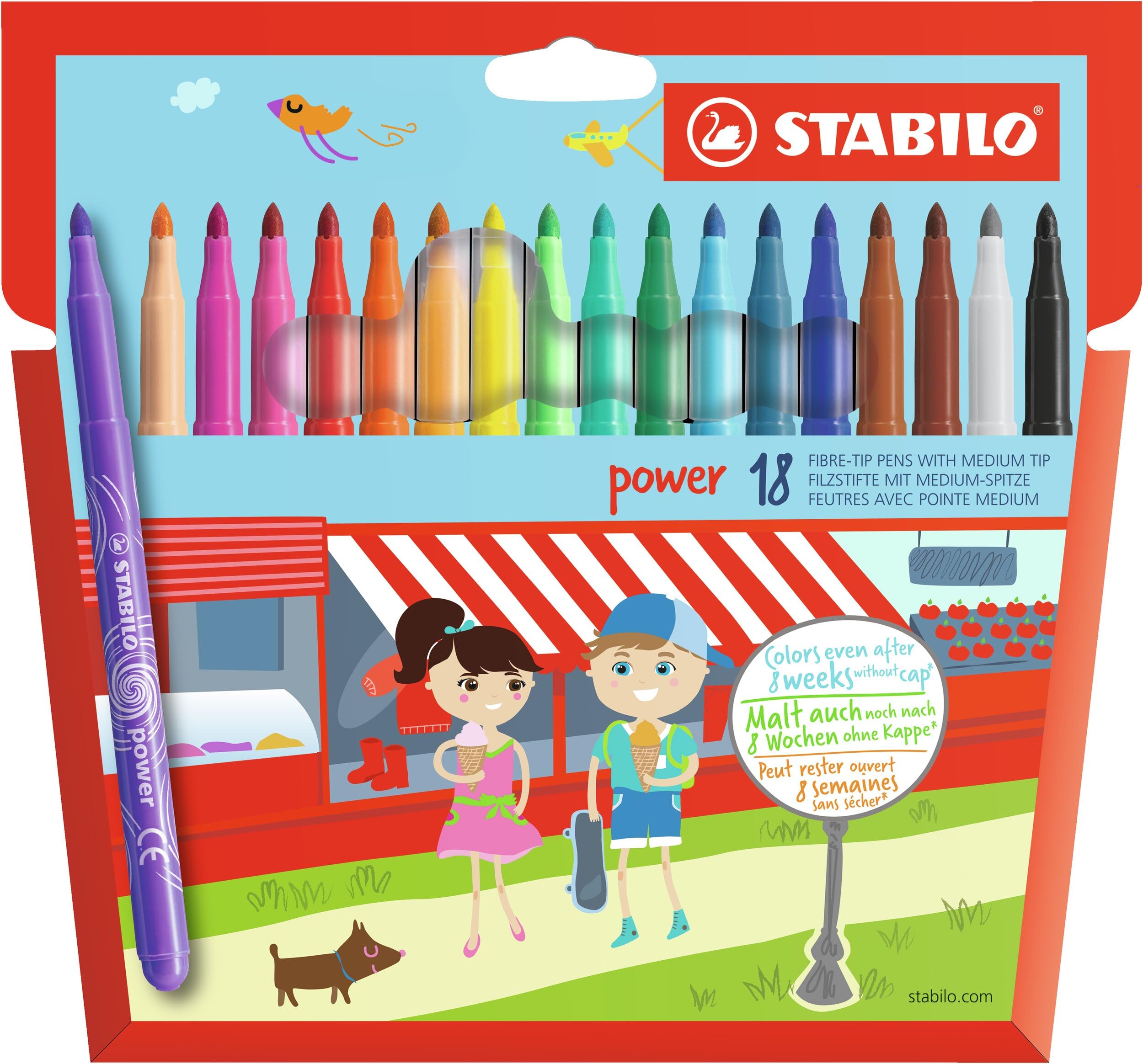 STABILO Felt Tip Pen power - Pack of 18 - Assorted colours