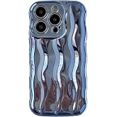 Caseative for iPhone 14 Pro Case, Light Blue | Water Ripple Pattern Curly Wave Frame Soft