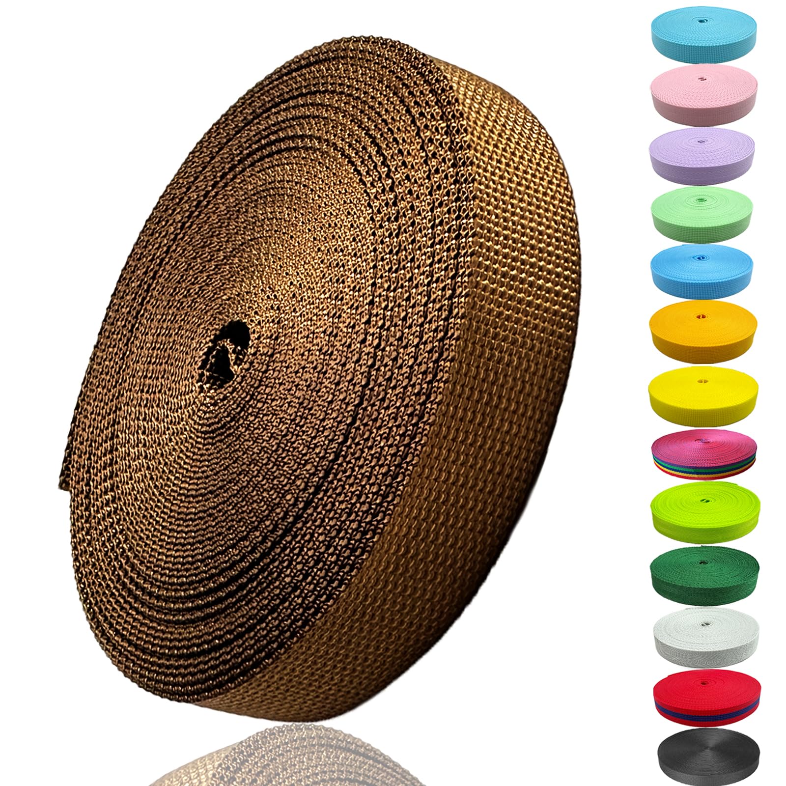 Photo 1 of ADALT LION Nylon Webbing 1 Inch 1.5Inch Wide, Heavyweight Webbing Strap 12 Yard, Nylon Straps for Indoor or Outdoor DIY Gear Repair, Pet Collars, Crafts (Brown, 1"-12Yard)