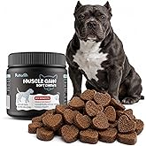 High Calorie Dog Muscle Builder Chews for Underweight Breeds, 100 Ct | For skinny and active dogs, stops bowl refusal, 800mg whey protein per serving, garbanzo flour for stable digestion