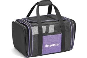 BurgeonNest Cat Dog Carrier for Medium Cats Puppies Under 20 lbs, Airline Approved Expandable Soft-Sided Pet Carrier, with Removable Fleece Pad and Pockets, for Cats/Puppy and Small Animals