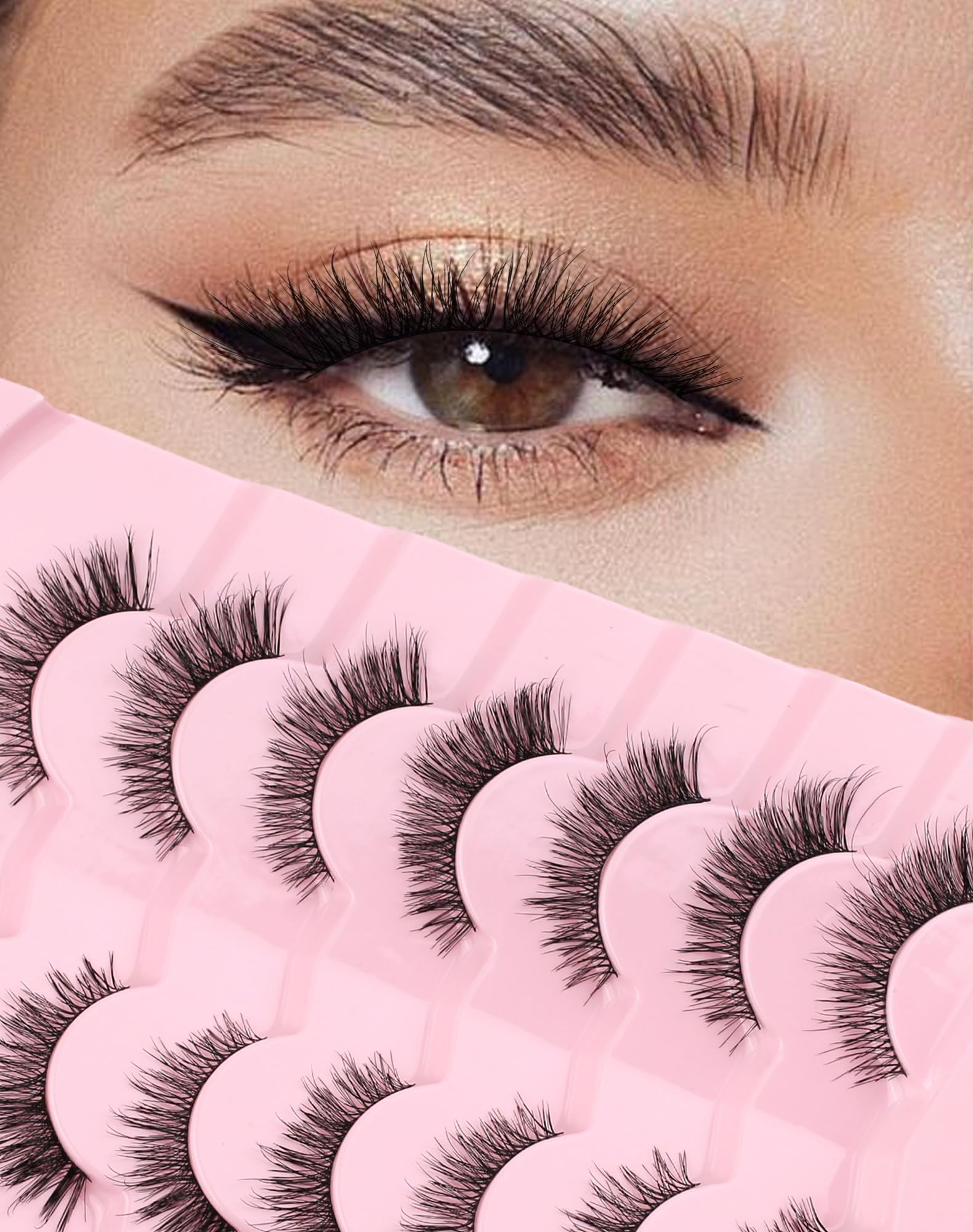False Eyelashes Wispy Lashes Natural Look Fake