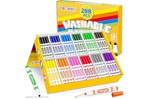 YEGEER 288 Count Washable Markers Bulk – 12 Assorted Colors, Broad Tip Markers for Kids, Teachers, and Classroom Supplies, Perfect for Art and Coloring.