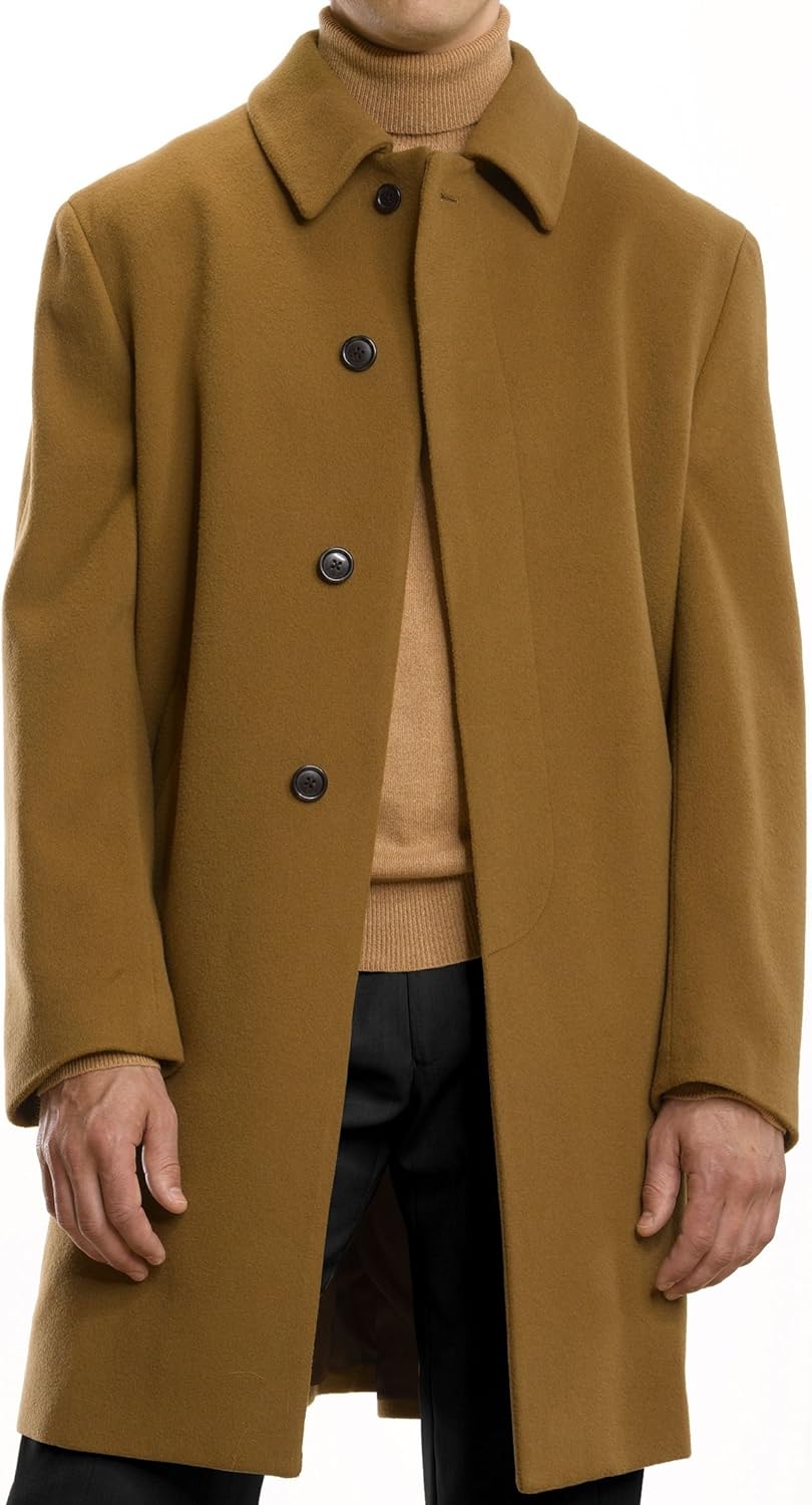 Merino Wool Topcoat ThreeQuarter Length Extended Sizes (CAMEL, 48 LONG