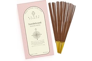 KARMAPLEDGE Sandalwood Incense Sticks Hand Dipped 100 Sticks with Natural Herbs & Aromatic Ingredients, Burn Time 45 to 60 Minutes, Incense for Positivity, Yoga, Meditation, Relaxation, Gift for Women