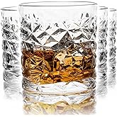 Hyglazelle Old Fashioned Whiskey Glasses Set of 4, 10oz Rocks Glasses Gift for Scotch Cocktails Rum Cognac Vodka Liquor - Men Gift