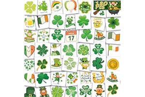 GARSELLEN 180Pcs St-Patrick's Day Temporary Shamrock-Tattoos - 60Styles Face Tattoos Lucky Irish Saint Pattys Art Makeup Party Birthday Decorations Favors Supplies Traditional Holiday Festival Gift Idea