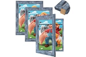 GULETHUN Kids Artwork Frames Changeable, [3Pack] [Solid Wood] Kids Art Frame, 8.5x11 Front Opening Artwork Display Storage Frame for Wall, Holds 150Pcs, for 3D Art, Crafts, Children Drawings, Blue