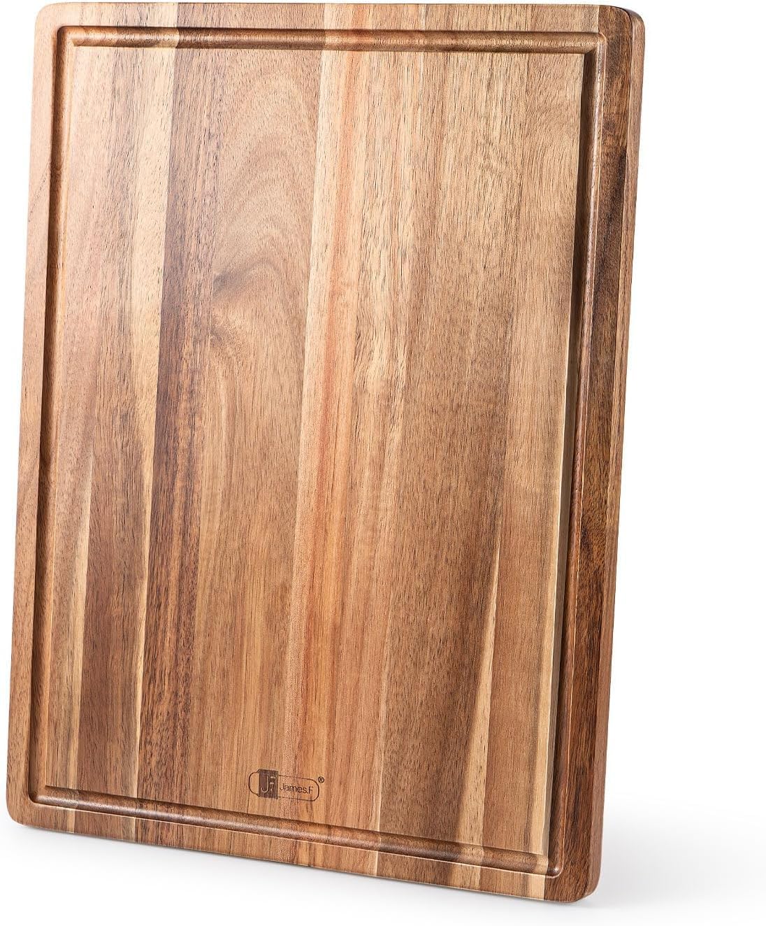 Wood Chopping Board,James.F Thick Acacia Wooden Chopping Board with Juice Groove, Reversible Wood Serving Cutting Board for Kitchen,Charcuterie Board for Meat Bread Cheese(40 x 30 x 1.8 cm)