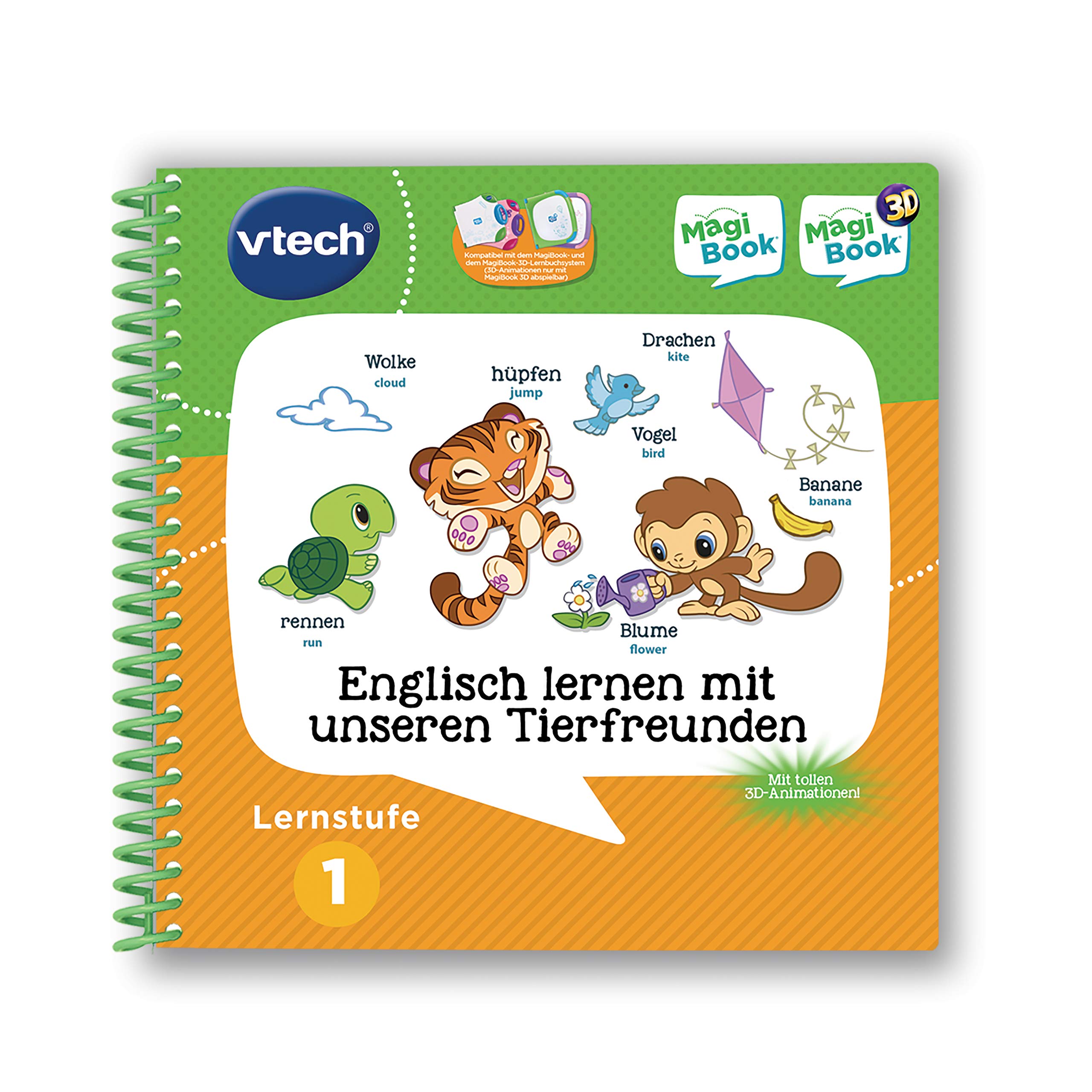 Vtech 80-462004 MagiBook Learning Level 1 - Learn English with Our Animal Friends 3D, Learning Book System, Multicoloured