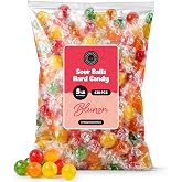 Sour Balls Hard Candy - Assorted Sweet Sour Fruit Candy Balls - 5 Pounds Individually Wrapped Candies - 430 Pieces