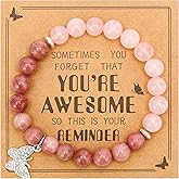 VICKHU Beaded Bracelets for Women Encouragement Healing Natural Gemstone Butterfly Heart Bracelets Gifts for Women Mom Daughter Wife Sister Coworker Friend teacher on Christmas Thanksgiving