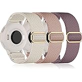 20mm Nylon Sport Elastic Bands for Forerunner 165/55/570-42mm, Compatible with Garmin Vivoactive 6/5/3 Watch Band for Women Men, 3 Pack Soft Nylon Wristbands for Venu/Venu Sq Replacement