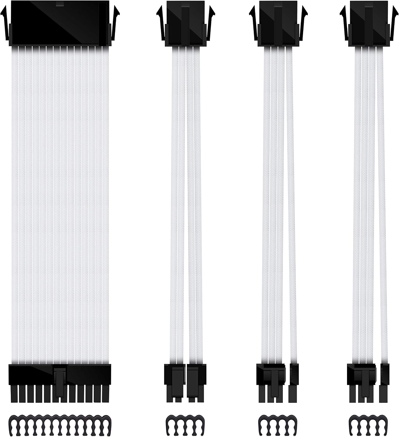 EZDIY-FAB PSU Cable Extension Sleeved Custom Mod GPU PC Power Supply Soft Nylon Braided with Comb Kit 24PIN/8PIN to 6+2Pin/ 8PIN to 4+4PIN-30CM 300MM