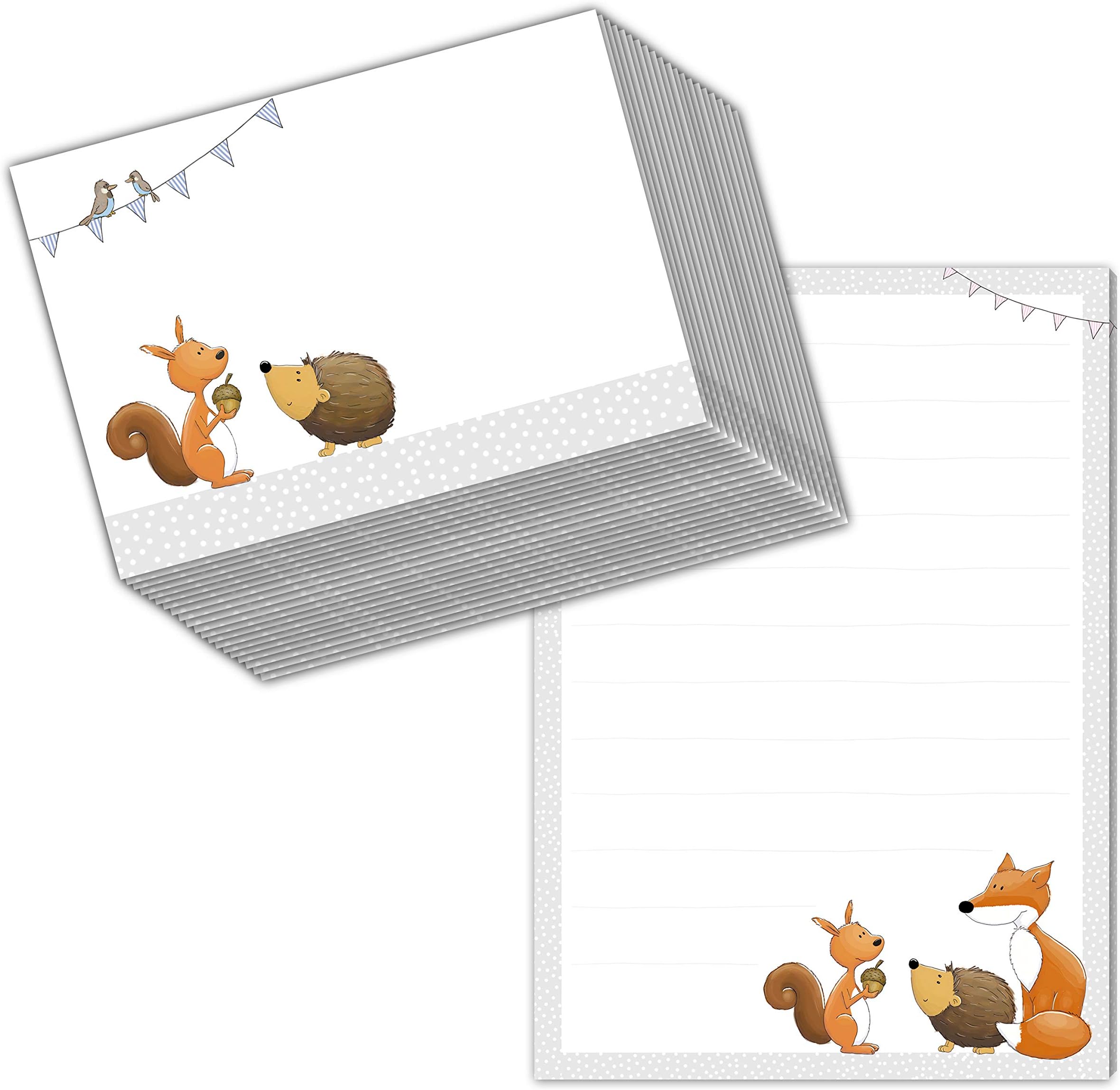 Stationery/letterhead forest animals DIN A5 (lined 50 sheets) including 20 matching envelopes