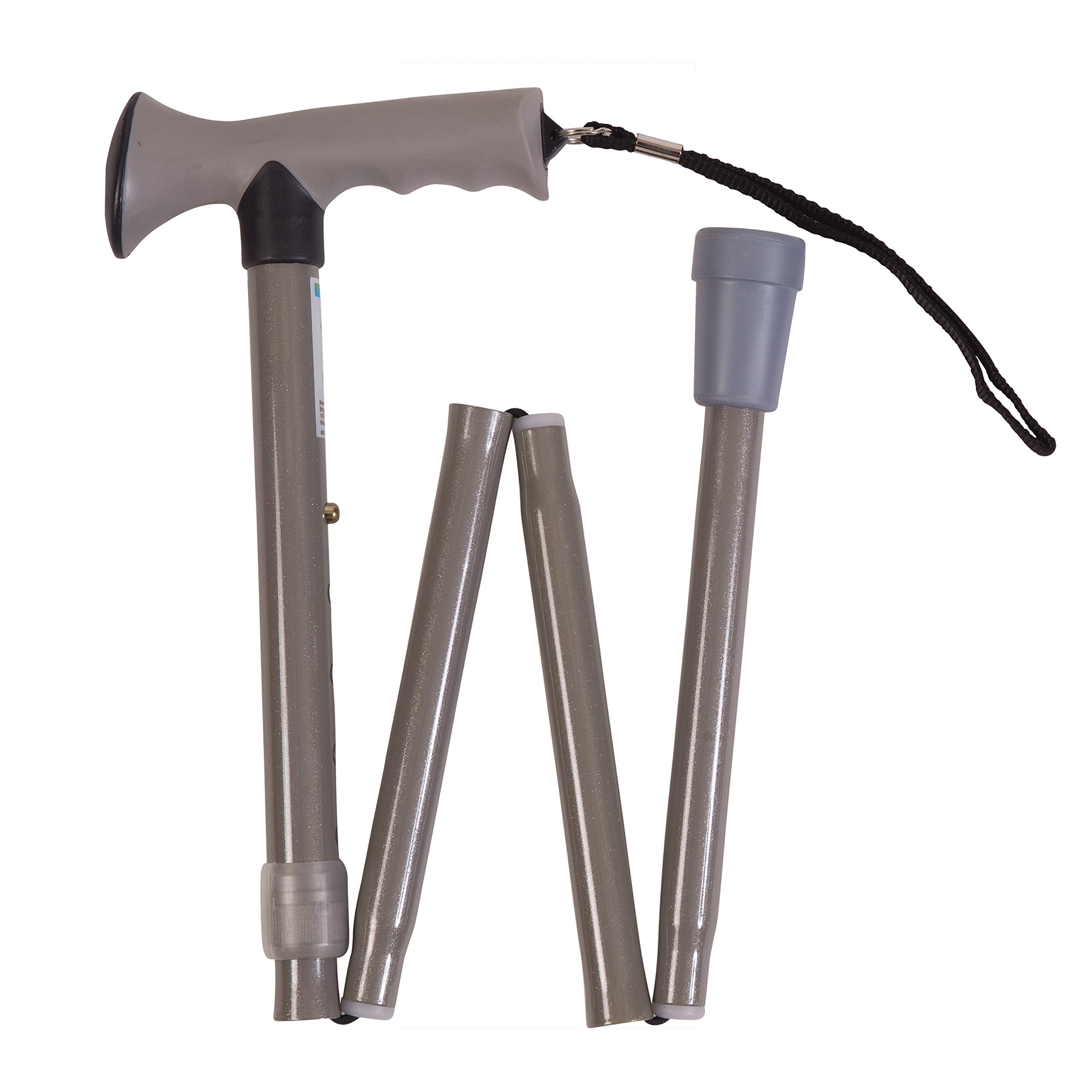 Carex, Soft Grip Folding Cane, Black, Foldable Metal Cane with Adjustable Height (33