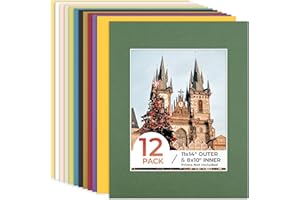 Frametory, 11X14 Mix Color Pre-Cut Picture Mats for 8X10 Photos, Prints, Artworks - White Core Bevel Cut 7.5X9.5 Openings Aci