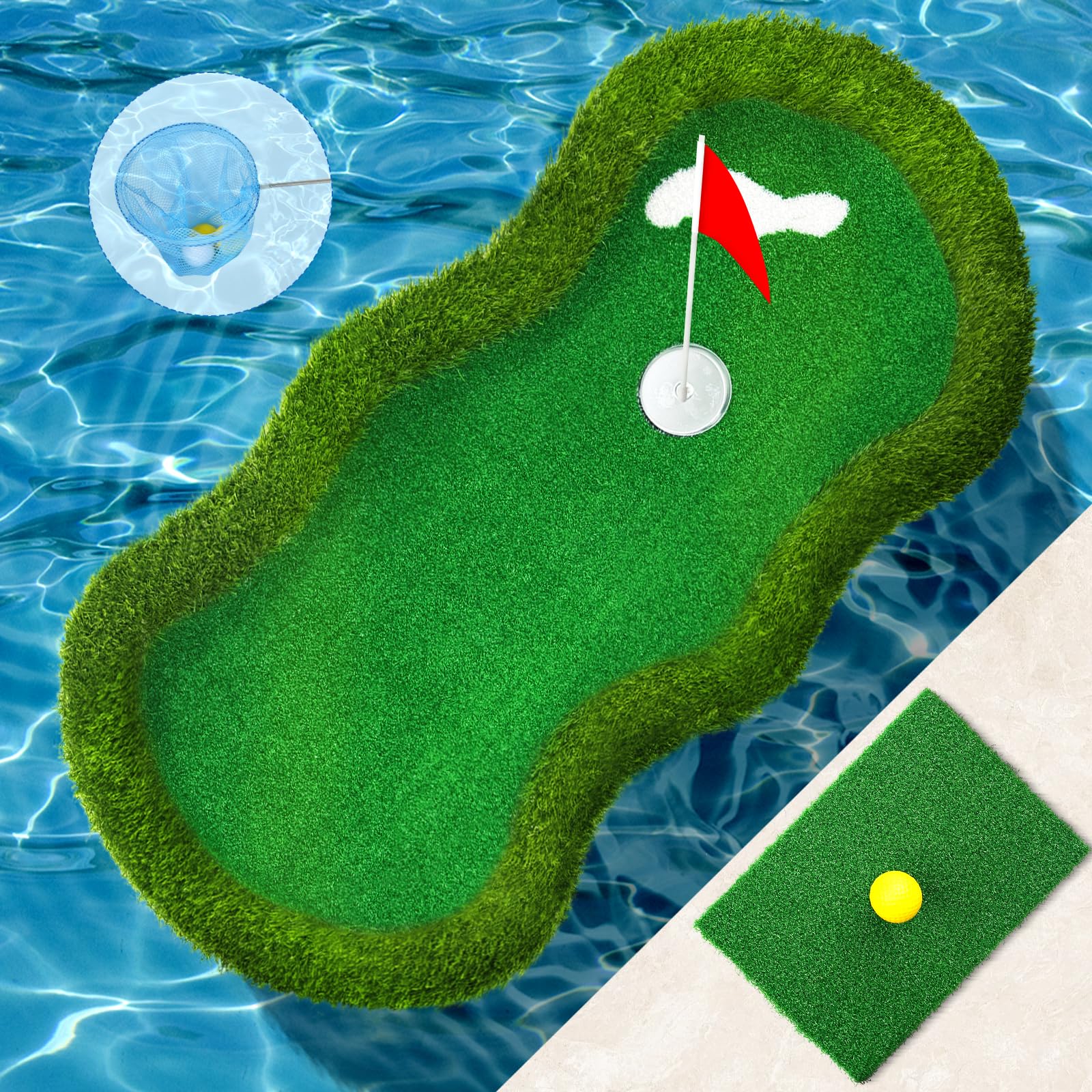 Photo 1 of Floating Golf Green for Pool Large Size 47" x 24" Floating Putting Green for Pool Designed for Golfers to Compete and Improve Their Skills in The Pool or Outdoors