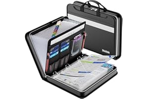 DocSafe File Organizer Zipper Binder with 30 Sheet Protector,Fireproof Accordion 12-Tab Expanding File Folder with Multiple Pockets,Home School Office Safe Storage for Documents,1.5-Inch O-Ring,Black