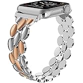 Moolia Elegant Metal Strap Compatible with Apple Watch Band 38mm 40mm 41mm 42mm Metal Fashion Women Replacement Strap Bracelet for iWatch Series 11/10/9/8/7/6/5/4/3/2/1 Rose Silver