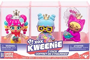 XOX KWEENIE Quirky Kweens Series Premium Figurine and Display Case, 4 Inch/Approx 10cm Tall Collectible Art-Toy, 3 Pack, Every Kween is Unique