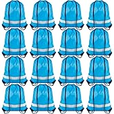 CACASO 16 Pack Drawstring Backpack Bulk,Drawstring Bags with Reflective Strip,Draw String Bag for Sport,Cinch Sack Backpack for Men Women Gym Yoga