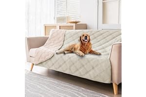 fuguitex Waterproof Dog Blanket Reversible for Small Dogs Resistant Leakproof Washable Couch Cushion Bed Protector Cover for Indoor Furniture Pet Friendly（52"*82",Baby Pink+Cream