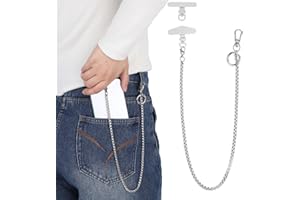 Fibraze Anti Theft Phone Chain Phone Case with Chain with 2 Pack Phones Patch 21.6" Heavy Duty Metal Belt Strap Cell Phones L
