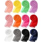Chuarry 12 Pieces Women Solid Color Chiffon Scarf Soft Breathable Silk Lightweight Accent Scarfs (Classic Color, 20 x 63 Inch)