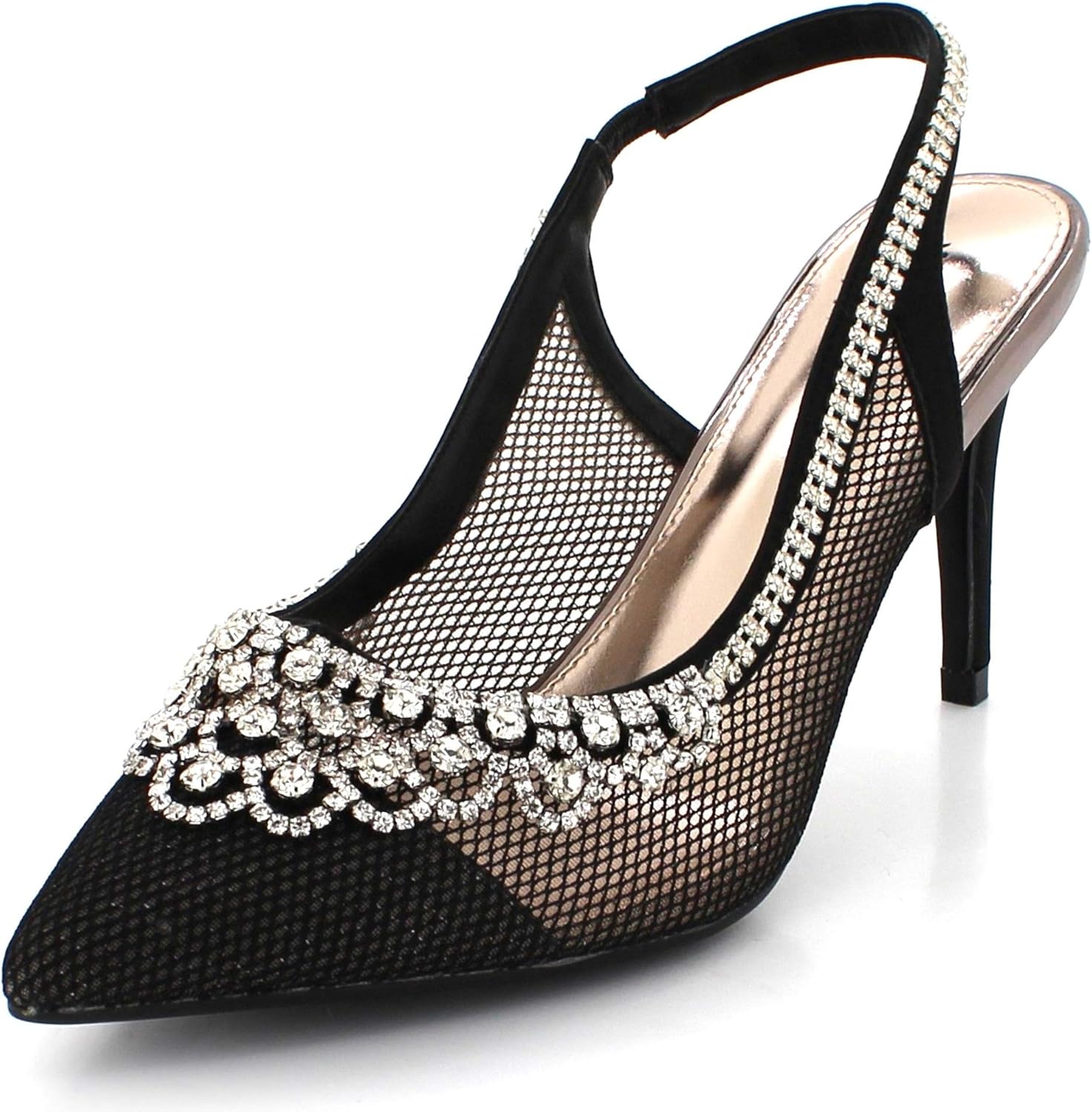 Amazon.com | Rida London Women Ladies Diamante Adorned Elasticated Slingback Evening Party 