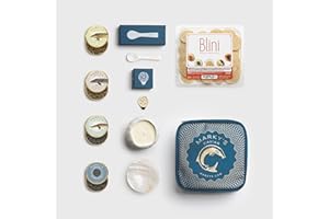 MARKY'S Essential Caviar Tasting Gift Set - 0.5 oz / 14 g (Pack of 4) x Kaluga Royal Amber Caviar, Hackleback Caviar, Osetra Royal Caviar, Paddlefish Caviar - Caviar Cocktail Blini - Caviar Serving Set - Spoon, Plate & Tin Opener - Comes with Cooler Gift Bag