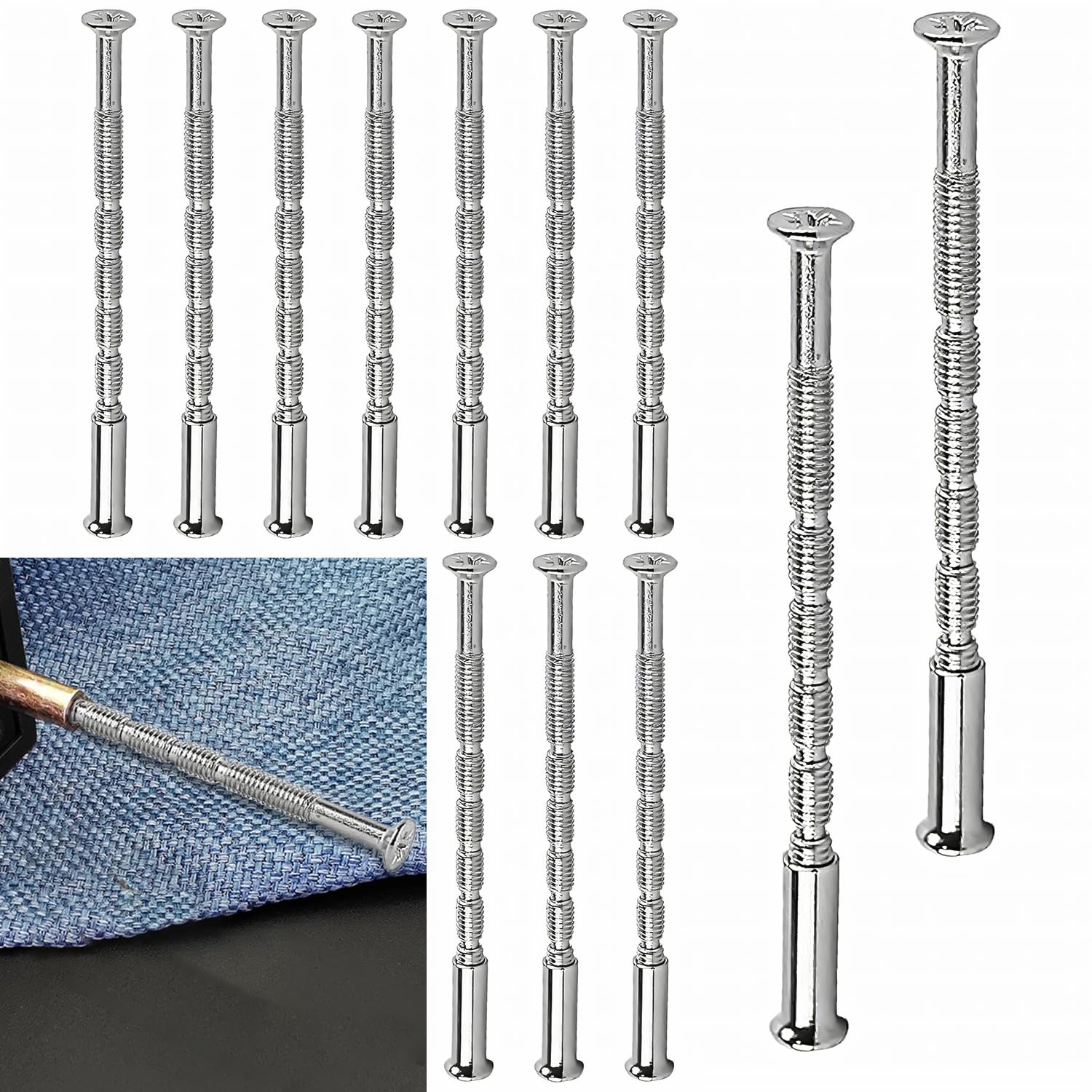 UTXN 12 PCS M3 Door Handle Fixing Screws and Sleeves: Universal M3 Screw Connecting Bolts & Sleeves for Doors Cabinet Drawers (Silver)
