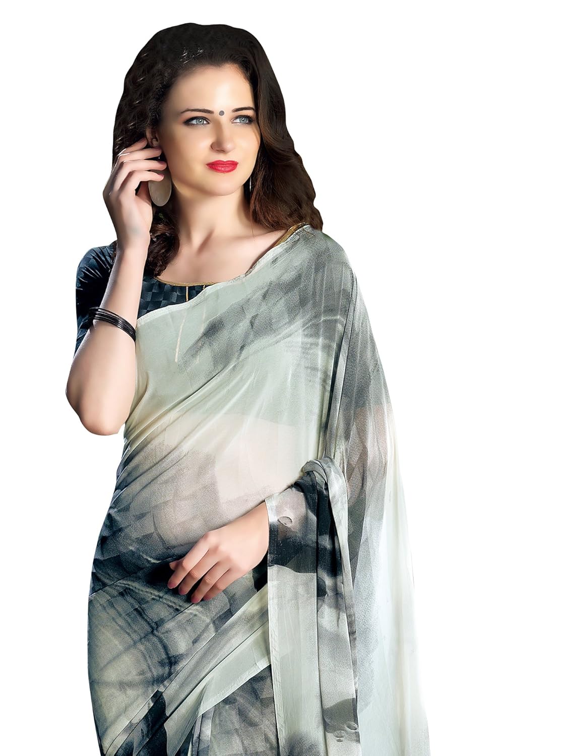 mrinalika fashion women's georgette saree with blouse piece (pihu219_grey)