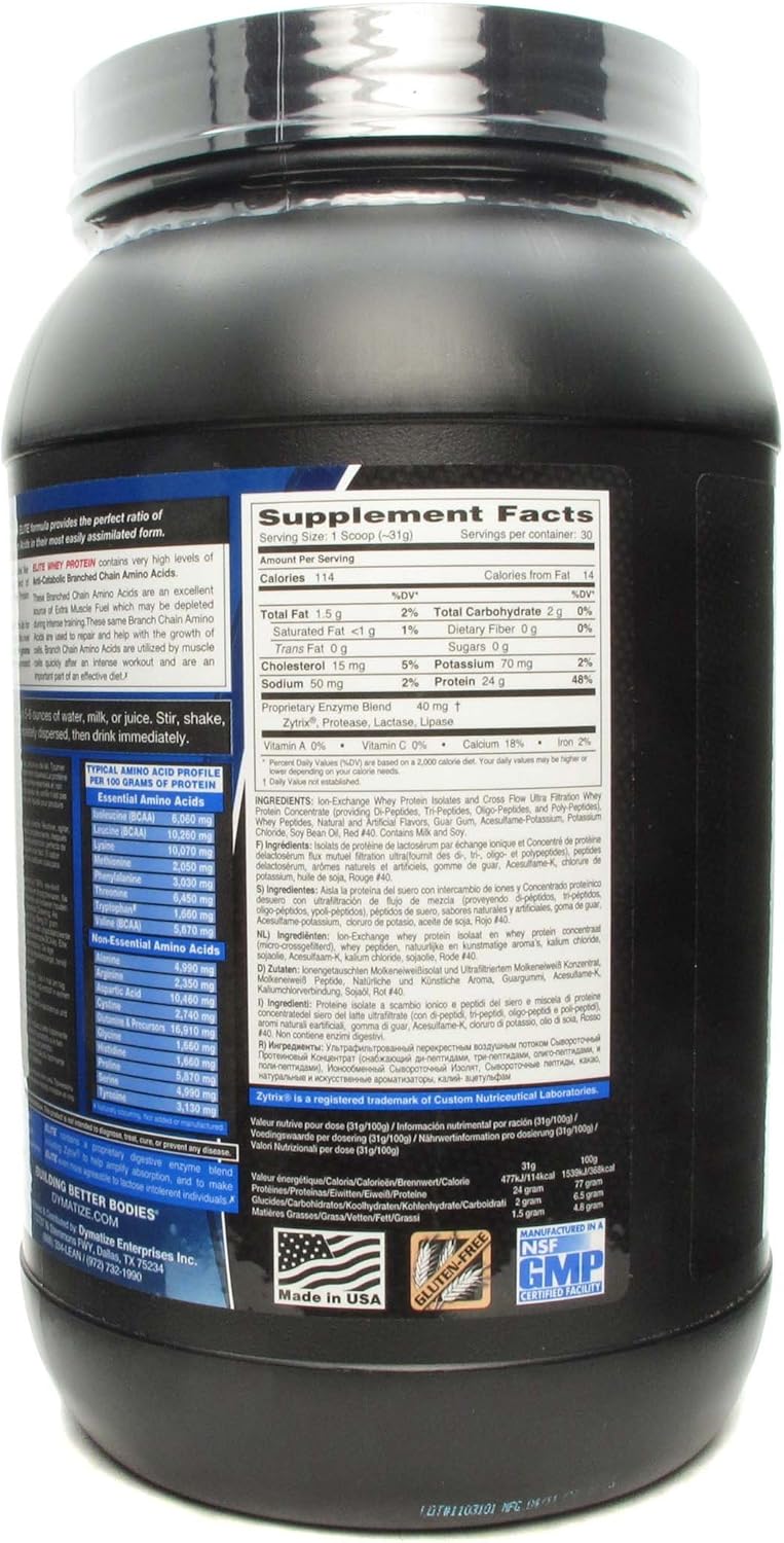 Dymatize Nutrition Elite Whey Protein Powder, Chocolate Fudge, 5.06