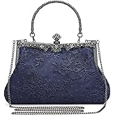 UBORSE 1920s Vintage Purse Embroidery Lace Floral Clutch Purse for Women Formal Evening Bag Handbag Wedding Bag