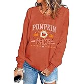 BOMYTAO Pumpkin Spice Shirt for Women Thanksgiving Sweatshirt Pumpkin Graphic Hello Fall Pullovers Fall Season Top