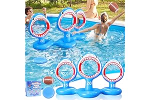 JOINBO Kids Shark Pool Toys,Inflatable Shark Football Hoop Ring Toss Pool Game Set,Swimming Pool Target Toss Game, Summer Party Water Toys for Kids Adults Family ﻿