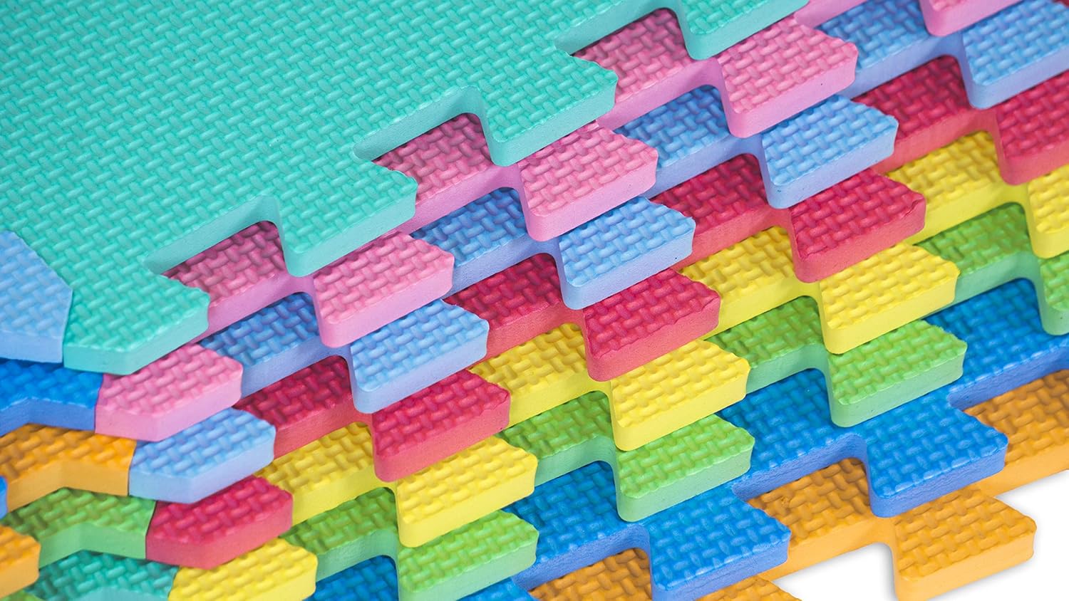 ProSource Puzzle Solid Foam Play Mat for Kids - 16 tiles with edges: Sports & Outdoors