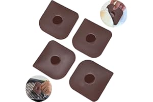 REMFLY Pan Scraper, Durable Dish Scraper Set of 4pcs, Pot Scraper, Handheld Nylon Cast Iron Pan Cleaners, Multifunctional Pan Scraper Tool and Stoneware Scraper for Kitchen and Home -Brown