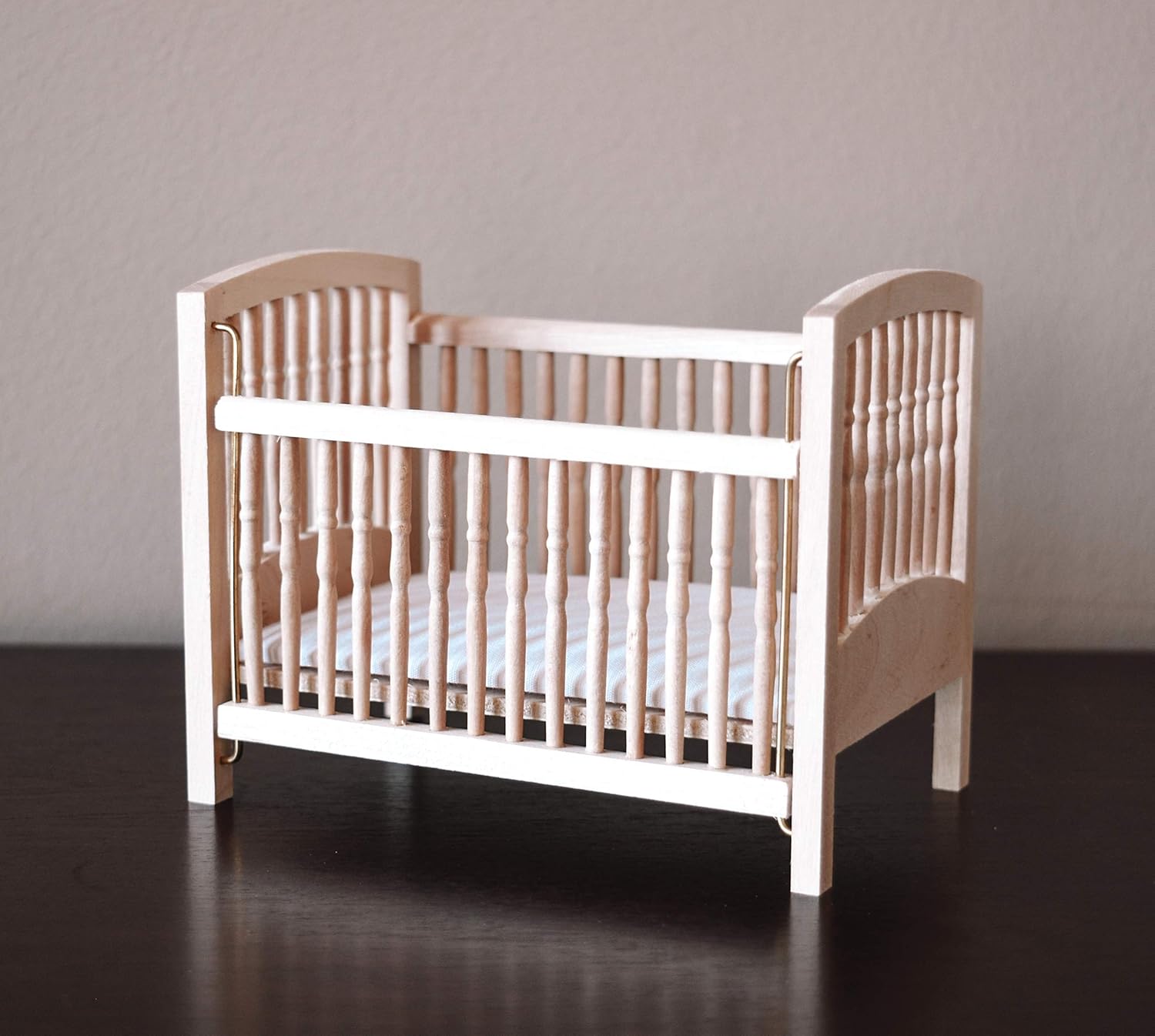 Macy Mae Dollhouse Crib. 1:12 Scale. Raw Wood.