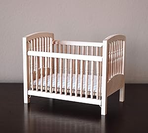 Macy Mae Dollhouse Crib. 1:12 Scale. Raw Wood.