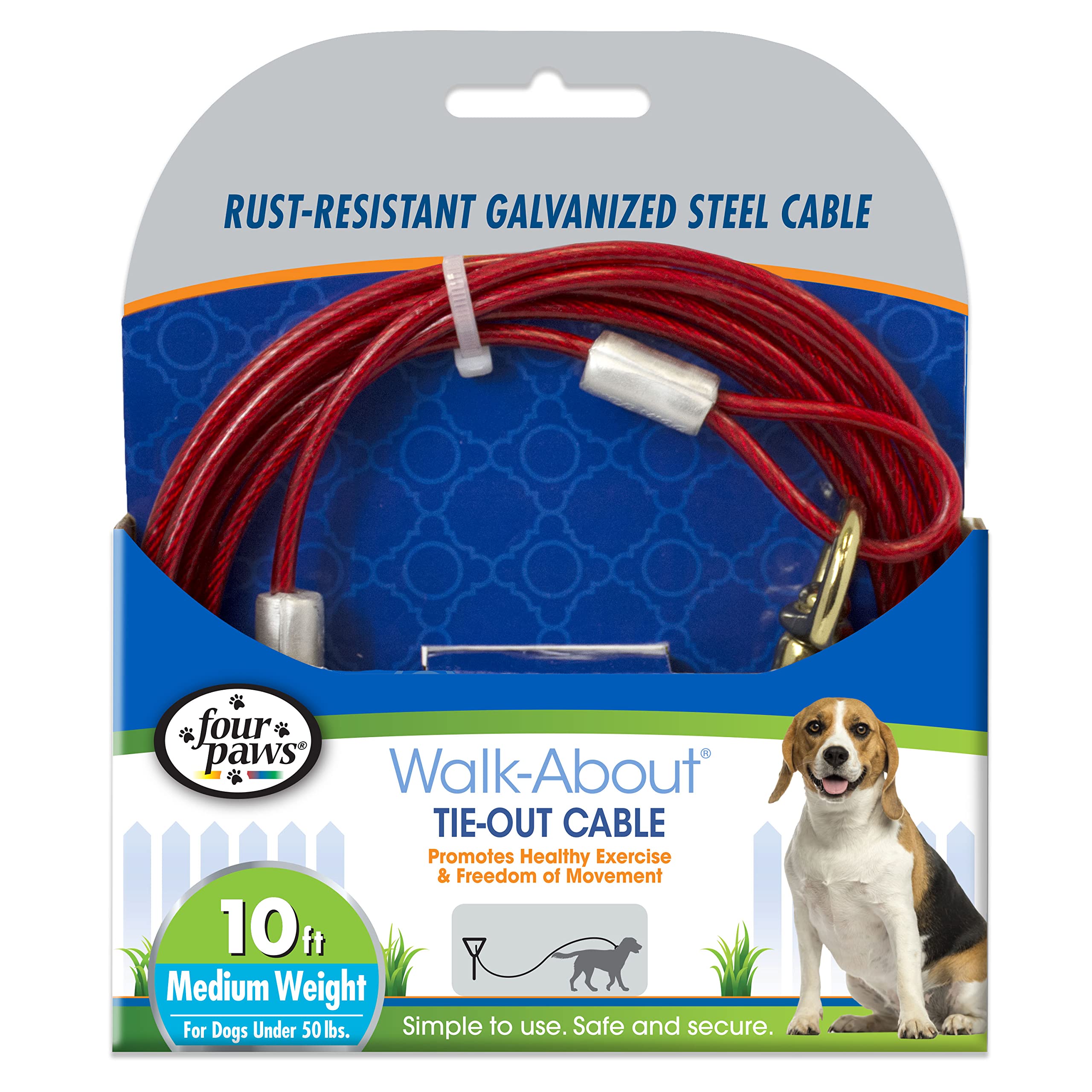 Four Paws Weight Cable, 10 ft, Medium, Red