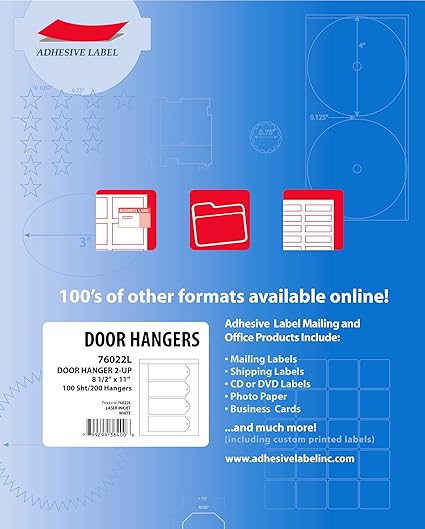 Adhesive Label Blank Printable Door Hanger Tags 2 Up 11 X 4 1 4 Inches White 100 Sheets 2 Per Sheet 76022l